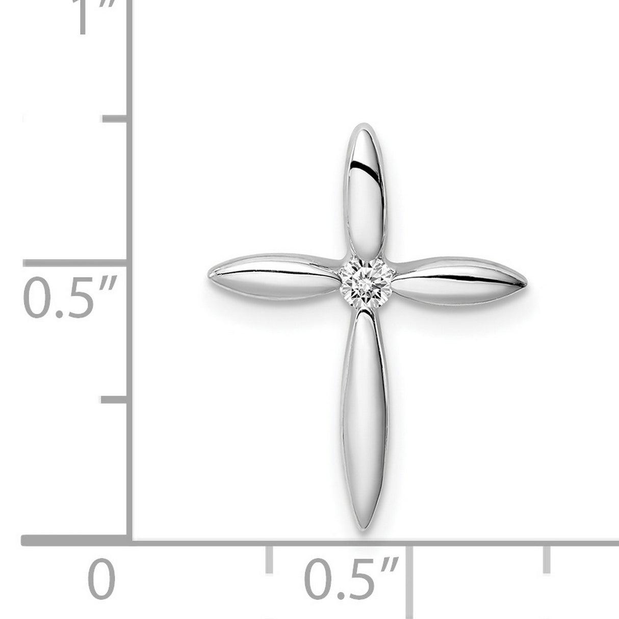 Sterling Silver Cross Pendant with Cubic Zirconia Center, Modern Minimalist Religious Design