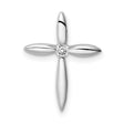 Sterling Silver Cross Pendant with Cubic Zirconia Center, Modern Minimalist Religious Design