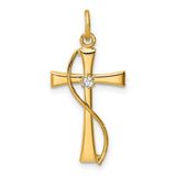 Sterling Silver Cross Pendant with Cubic Zirconia, Gold-Plated Finish, Religious Charm for Men and Women