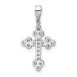 Sterling Silver Cross Pendant with Cubic Zirconia Accents, Budded Trefoil Design