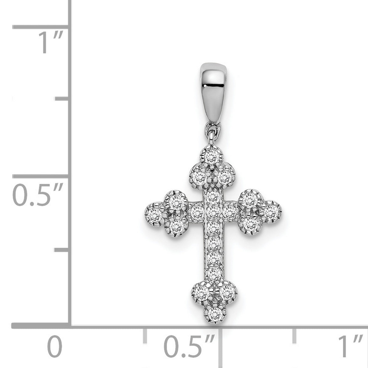 Sterling Silver Cross Pendant with Cubic Zirconia Accents, Budded Trefoil Design