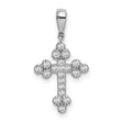 Sterling Silver Cross Pendant with Cubic Zirconia Accents, Budded Trefoil Design