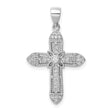 Sterling Silver Cross Pendant with Cubic Zirconia, Baguette Detail, Spiritual Design