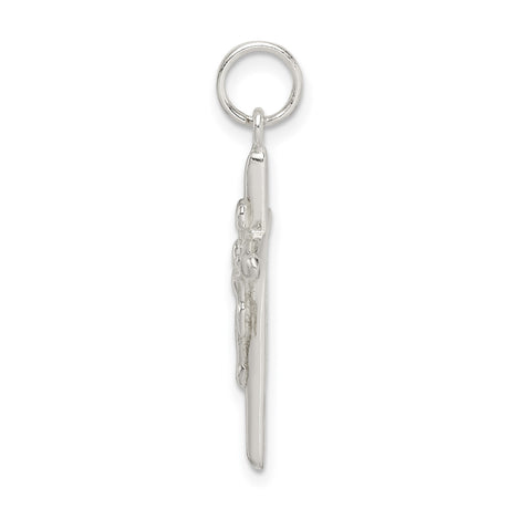 Sterling Silver Crucifix Cross Pendant with Rounded Edges and Polished Finish for Men and Women