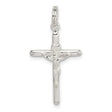 Sterling Silver Crucifix Cross Pendant with Rounded Edges and Polished Finish for Men and Women
