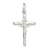 Sterling Silver Crucifix Cross Pendant with Rounded Edges and Polished Finish for Men and Women