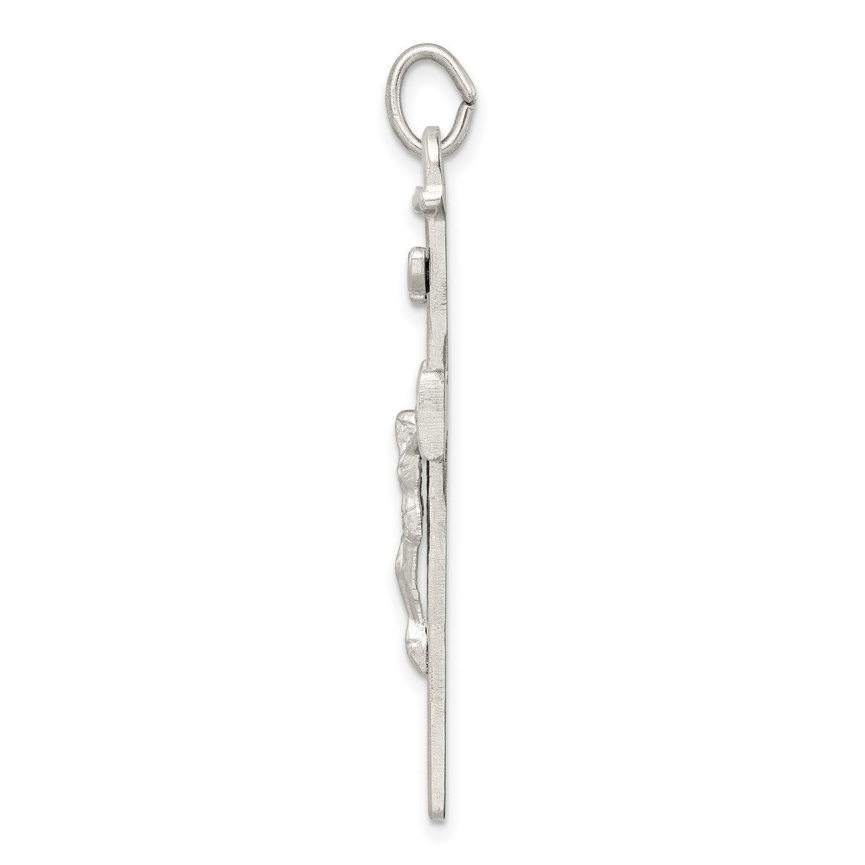 Sterling Silver Crucifix Cross Pendant with High Relief Jesus and Textured Finish