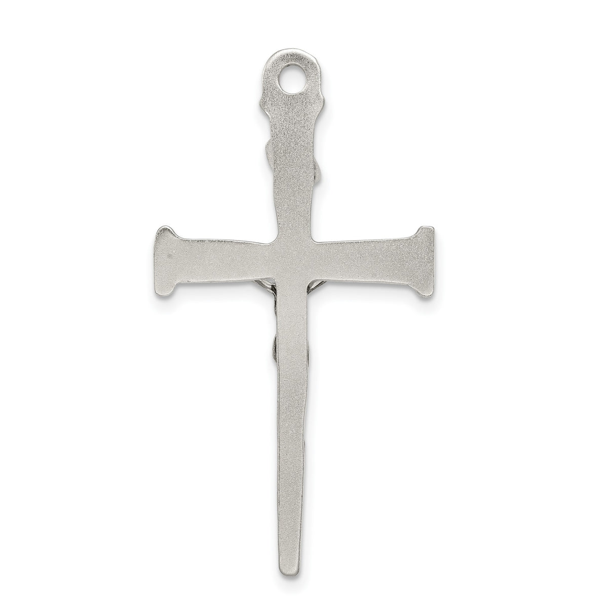 Sterling Silver Crucifix Cross Pendant with High Relief Jesus and Textured Finish