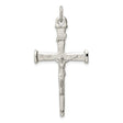 Sterling Silver Crucifix Cross Pendant with High Relief Jesus and Textured Finish