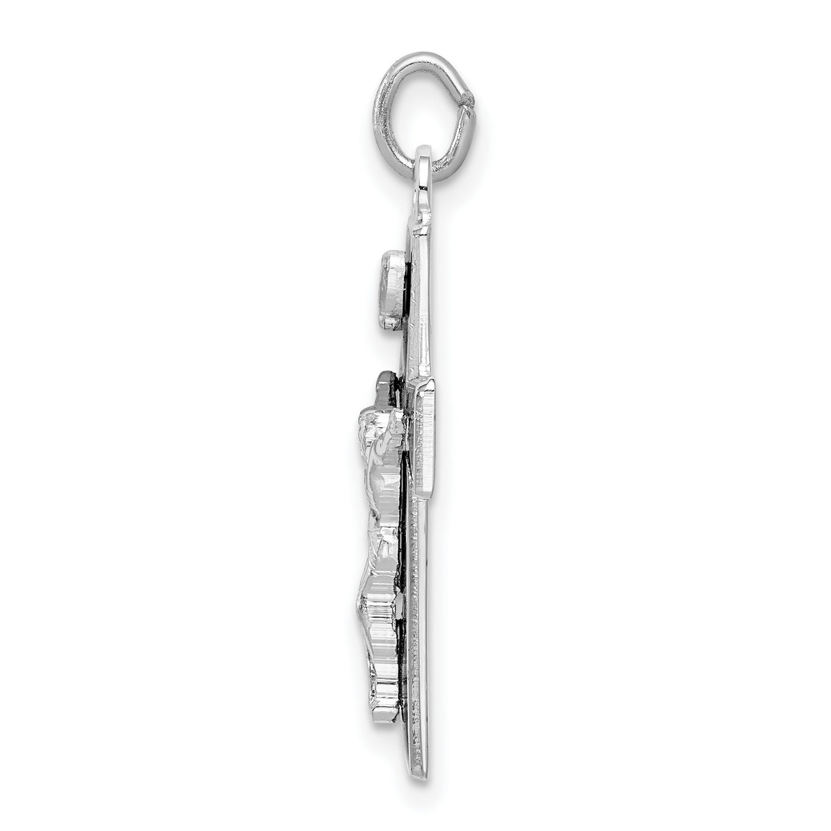Sterling Silver Crucifix Cross Pendant with Glossy Enamel and INRI Inscription