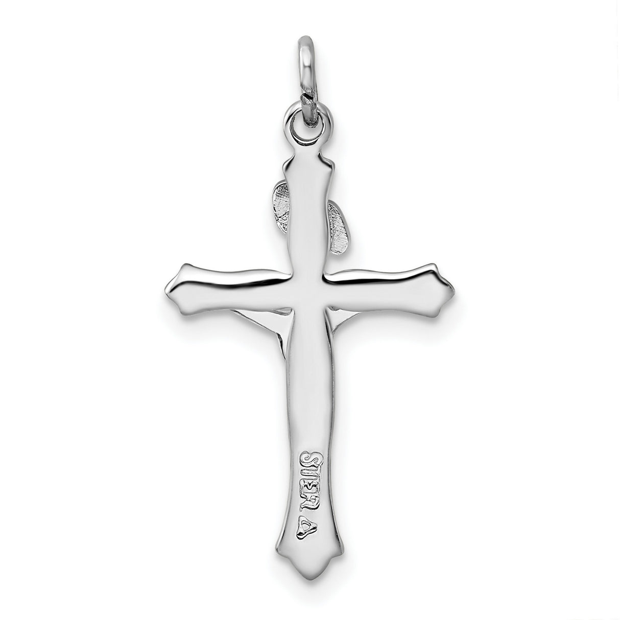 Sterling Silver Crucifix Cross Pendant with INRI Charm and Angel Accent