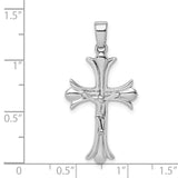 Sterling Silver Crucifix Pendant with Flared Edge Jesus Cross Design