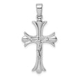 Sterling Silver Crucifix Pendant with Flared Edge Jesus Cross Design