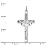 Sterling Silver Cross Pendant with Sunburst Halo and Textured Raised Jesus Design