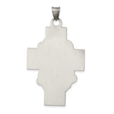 Sterling Silver Antiqued Cross Pendant with High Relief Jesus and Lattice Design