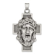 Sterling Silver Antiqued Cross Pendant with High Relief Jesus and Lattice Design
