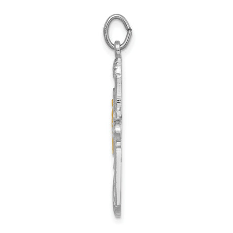 Sterling Silver Cross Pendant with Virgin Mary Medallion, Religious Catholic Charm