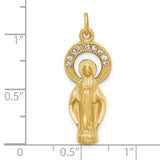 CZ Miraculous Medal Charm Pendant in Real 925 Sterling Silver