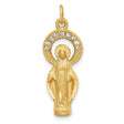 CZ Miraculous Medal Charm Pendant in Real 925 Sterling Silver