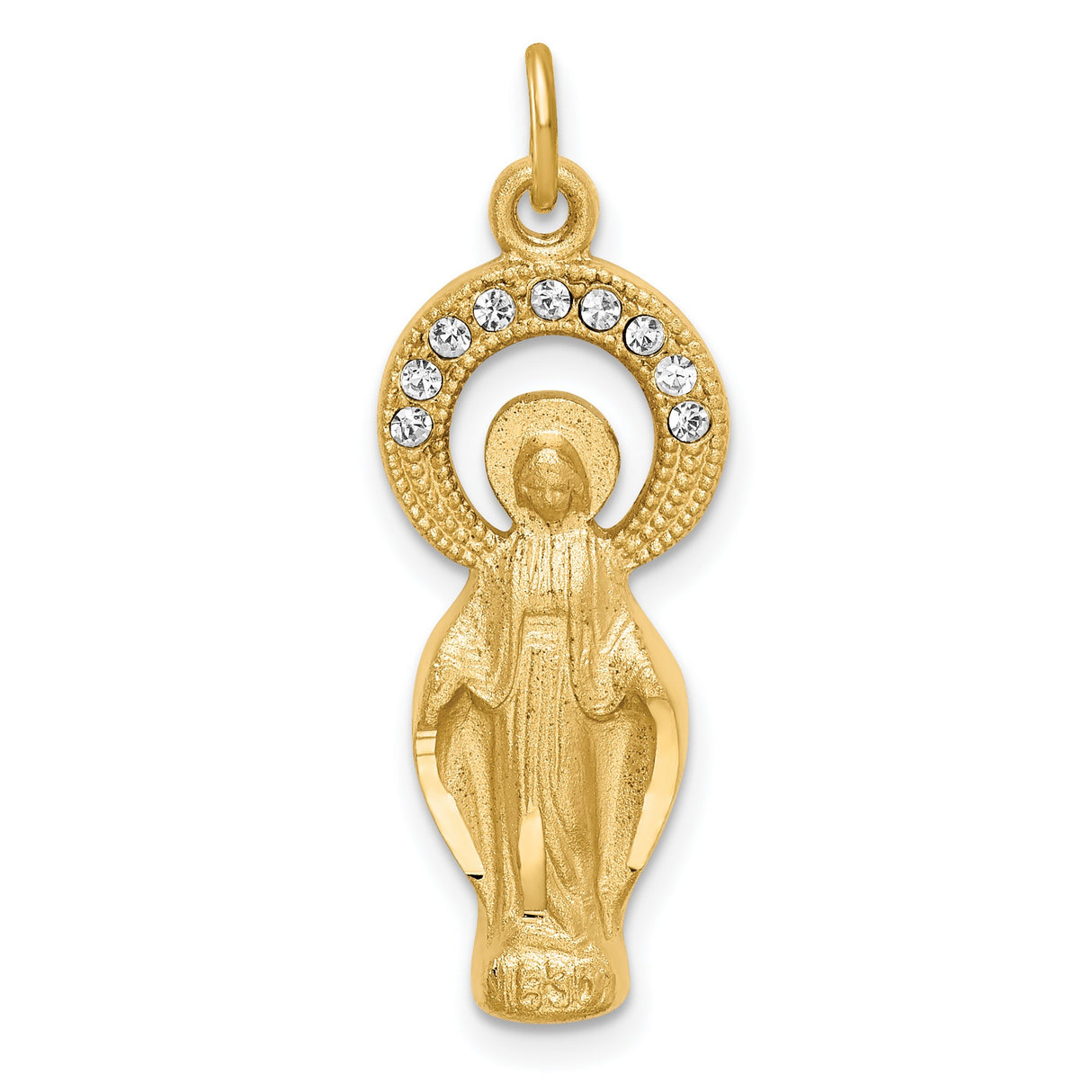 CZ Miraculous Medal Charm Pendant in Real 925 Sterling Silver