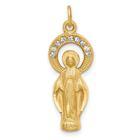 CZ Miraculous Medal Charm Pendant in Real 925 Sterling Silver