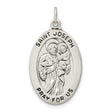 Saint Joseph Pray For Us Words Oval Charm Pendant in Real 925 Sterling Silver