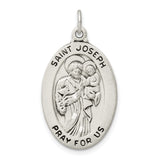 Saint Joseph Pray For Us Words Oval Charm Pendant in Real 925 Sterling Silver