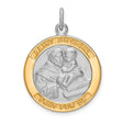 Pray For Us Saint Anthony Words Round Charm Pendant in Real 925 Sterling Silver
