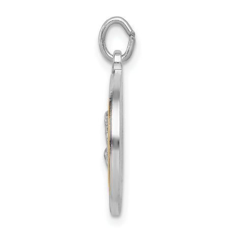 Sterling Silver Saint Peregrine Pendant with Gold Plated Accents, Catholic Healing Medal