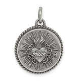Sterling Silver Sacred Heart of Jesus Pendant, Catholic Medal, Christian Faith Jewelry for Men and Women