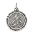Sterling Silver Sacred Heart of Jesus Pendant, Catholic Medal, Christian Faith Jewelry for Men and Women