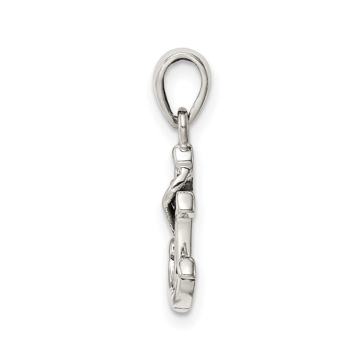 Sterling Silver Anchor Cross Pendant with Rope Design, Religious Nautical Christian Symbol