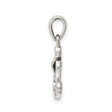 Sterling Silver Anchor Cross Pendant with Rope Design, Religious Nautical Christian Symbol