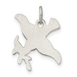 Sterling Silver Dove Pendant with Olive Branch, Symbol of Peace and Christian Faith