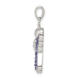 Blue and White Preciosa Crystal Angel withHeart Charm Pendant in Real 925 Sterling Silver