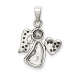 Antiqued & CZ Angel Charm Pendant in Real 925 Sterling Silver