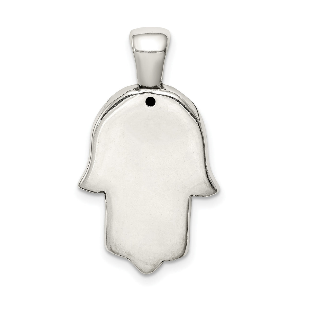 Sterling Silver Hamsa Pendant with Eye Symbol and Scrollwork Detailing, Unisex Talisman