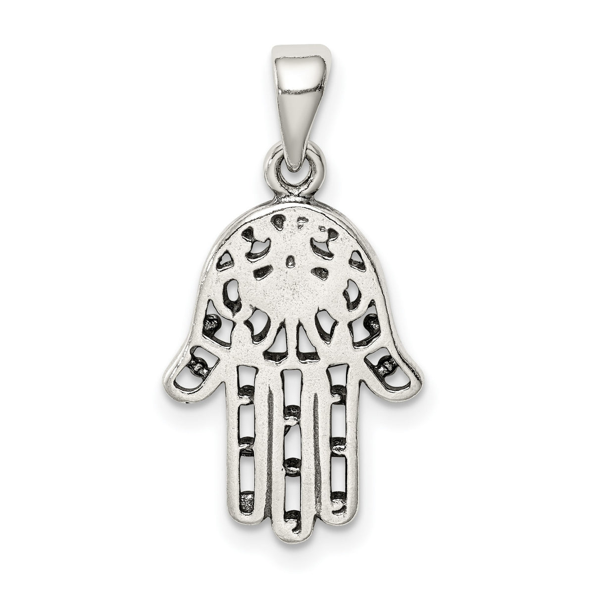Sterling Silver Hamsa Hand Pendant with Evil Eye Symbol, Filigree Design, Spiritual Amulet