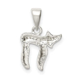 Long Life Chai Symbol Charm Pendant in Real 925 Sterling Silver
