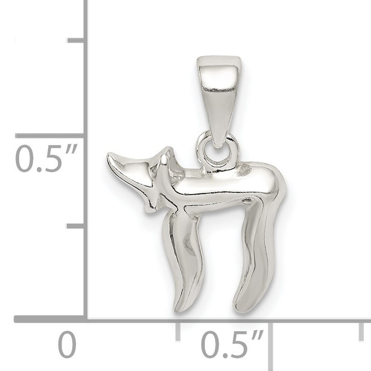 Long Life Chai Symbol Charm Pendant in Real 925 Sterling Silver