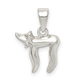Long Life Chai Symbol Charm Pendant in Real 925 Sterling Silver