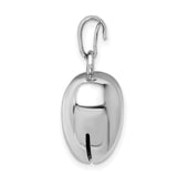Sterling Silver Heart Pendant, Polished Puffed Charm with Smooth Finish for Women