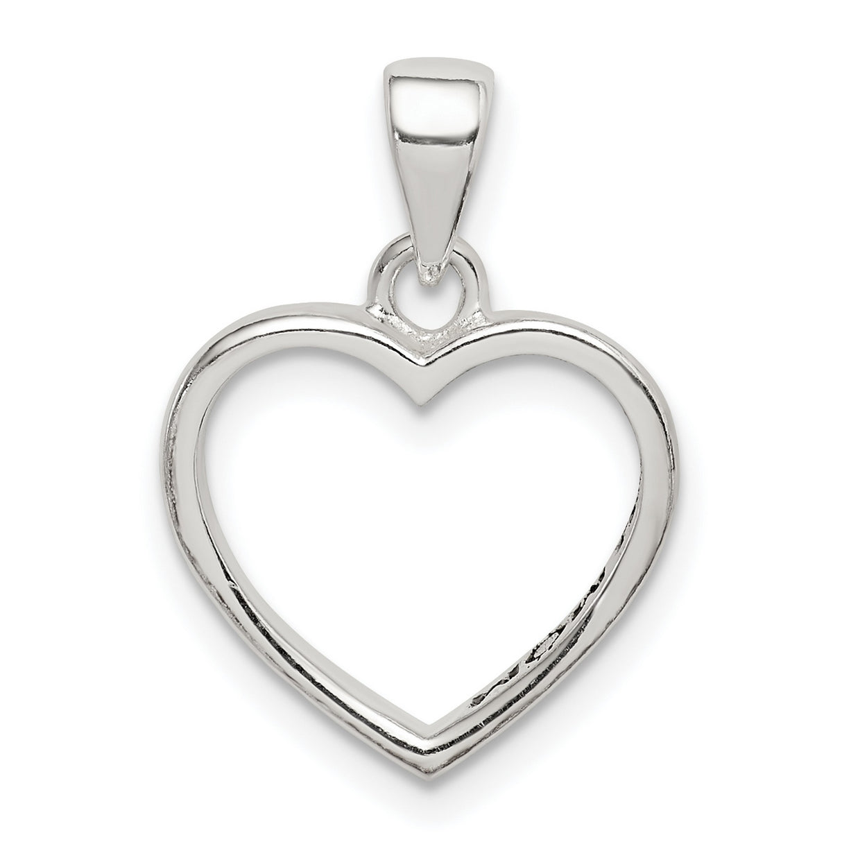 Enamel LOVE YOU MOM Heart Charm Pendant in Real 925 Sterling Silver