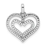 CZ Double Heart Charm Pendant in Real 925 Sterling Silver