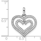 CZ Double Heart Charm Pendant in Real 925 Sterling Silver