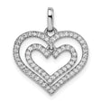 CZ Double Heart Charm Pendant in Real 925 Sterling Silver