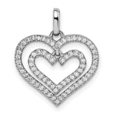 CZ Double Heart Charm Pendant in Real 925 Sterling Silver