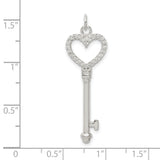 Sterling Silver Heart Key Pendant with Cubic Zirconia, Romantic Jewelry for Women