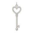 Sterling Silver Heart Key Pendant with Cubic Zirconia, Romantic Jewelry for Women