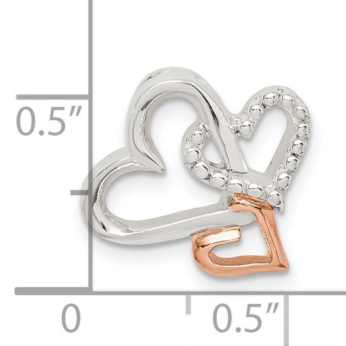 Sterling Silver Heart Pendant with Three Interlocking Hearts in Polished and Textured Finishes